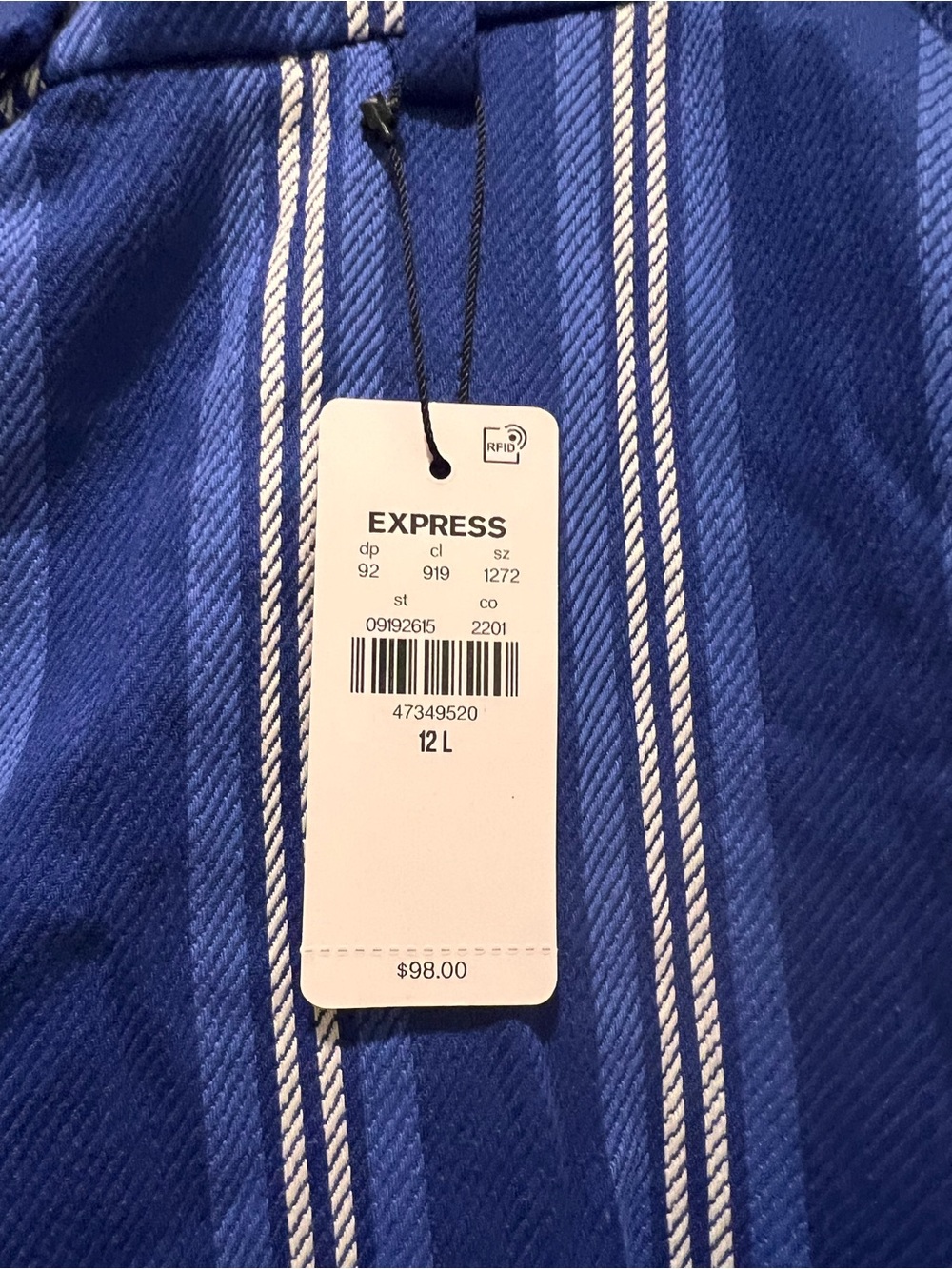 Express Royal Blue pants with White Pinstripes